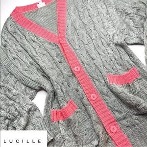 Lularoe Lucille Medium grey & pink .Major unicorn!